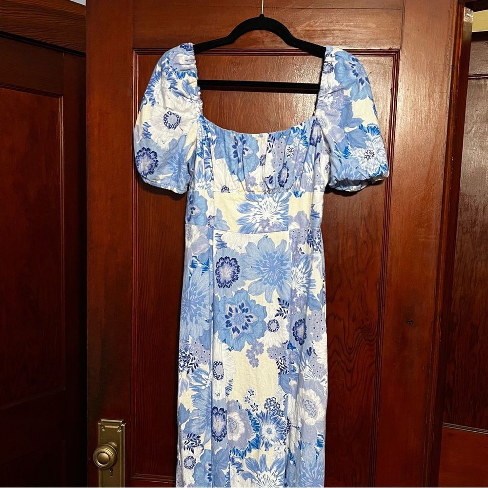 London Times Blue and White Floral Maxi Dress - Size 4 - Picture 2 of 8
